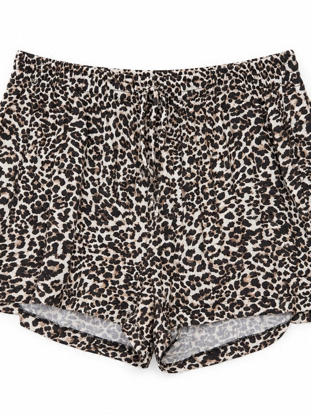 High-Waist Leopard Print Women's Shorts - Beige/Black